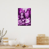 Poster CAT MUSICAL, violet et blanc (Cuisine)