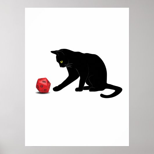 Poster Cat Rolling Dice RPG Rôle Jeu Jeux Jeu Jeu Lov (Devant)