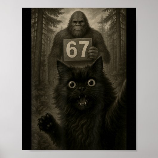 Poster Cat Selfie 67 Meme Six Seven Funny Bigfoot  (Devant)
