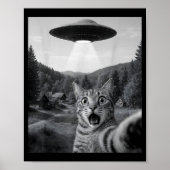 Poster Cat Selfie With Alien Ufo Funny Cat Funny Ed Cat  (Devant)