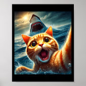 Poster Cat Selfie With Shark Funny  (Devant)