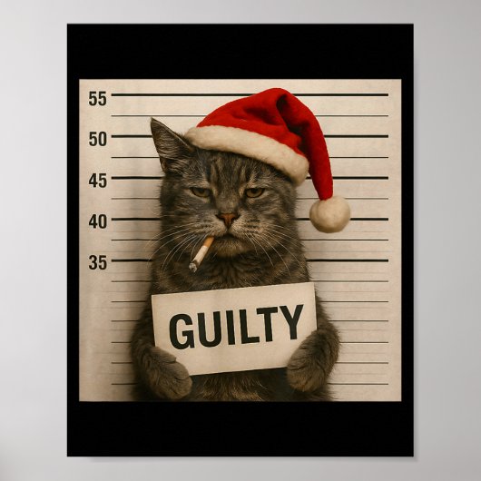 Poster Cat Smoking Cigarette Christmas Funny Meme Cat (Devant)