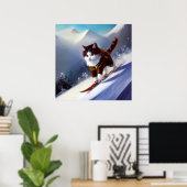 Poster Cat Snowboard (Bureau à domicile)