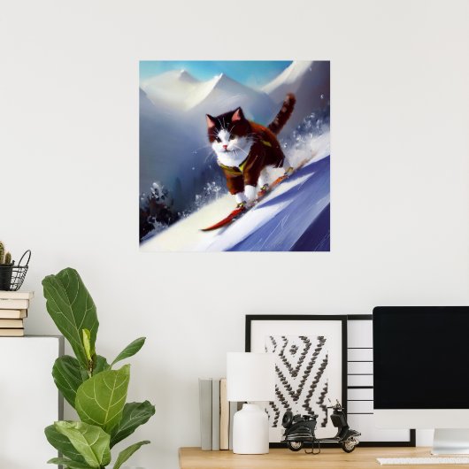 Poster Cat Snowboard (Bureau à domicile)