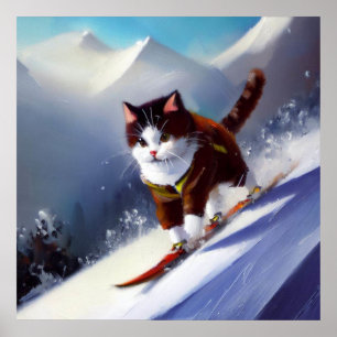 Poster Cat Snowboard