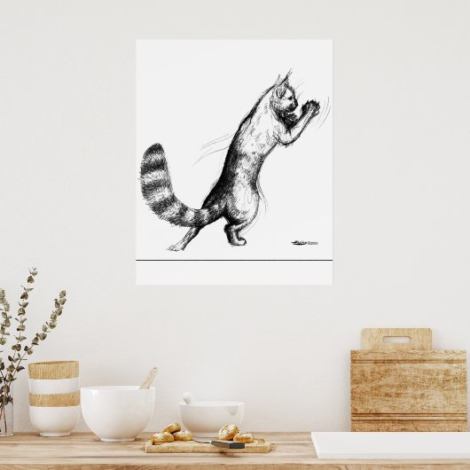 Poster Cat Springing2 (Cuisine)