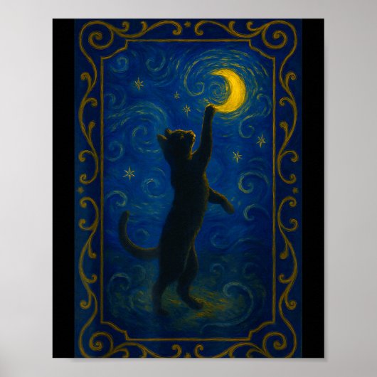 Poster Cat Starry Night Van Gogh Cat Funny Cat Lover Mom (Devant)