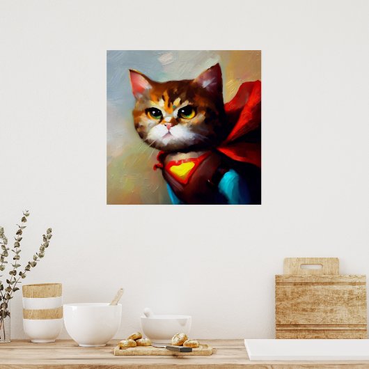 Poster Cat Superhero (Cuisine)