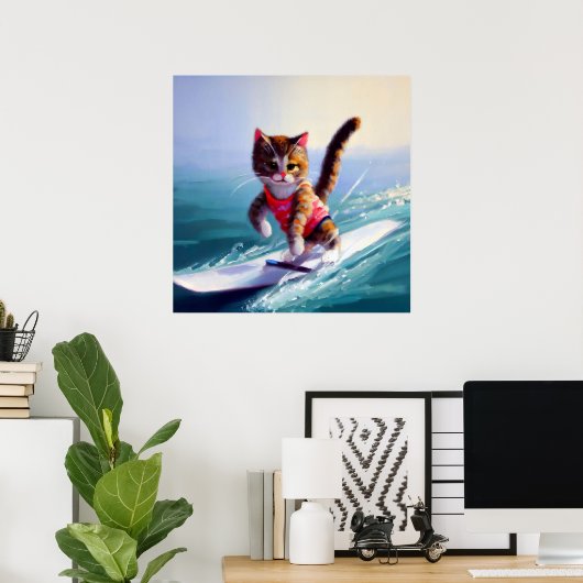 Poster Cat Surf (Bureau à domicile)