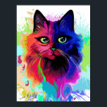 Poster Cat Trippy Psychedelic Pop Art<br><div class="desc">Portrait de chat de Pop Art Trippy Psychedelic sur des plaques de peinture colorées. Illustration vectorielle originaleCopyright BluedarkArt TheChameleonArt.</div>