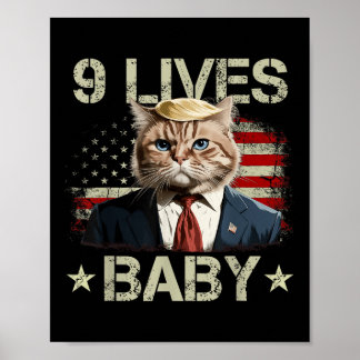 Poster Cat Trump 9 Vies Bébé Funny Trump Cat 9 Vies