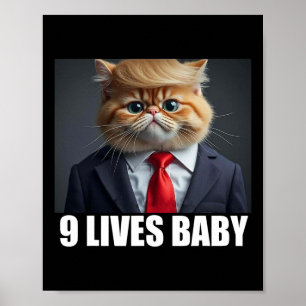 Poster Cat Trump 9 Vit Bébé Drôle Amoureux des chats Cade
