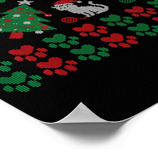 Poster Cat Ugly Sweater Pattern Christmas Knitting  (Coin)