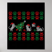 Poster Cat Ugly Sweater Pattern Christmas Knitting  (Devant)
