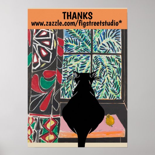 Poster Cat Under Window, après l'affiche de Matisse (Devant)
