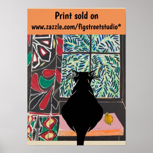 Poster Cat Under Window, après l'affiche de Matisse (Devant)