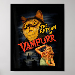 Poster Cat Vampire Clic Horror Movie Funny Graphisme Chem