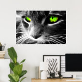 Poster Cat vert orné près Imprimer (Bureau à domicile)