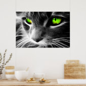 Poster Cat vert orné près Imprimer (Cuisine)