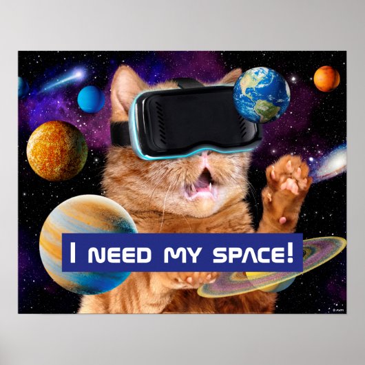 Poster Cat VR dans l'espace (Devant)