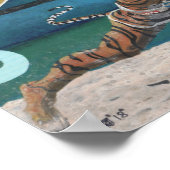 Poster Cat Warrior Jouer Volleyball Imaginaire Art Imprim (Coin)