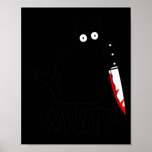Poster Cat What_ Funny Black Cat Murderous Cat With Knife (Devant)