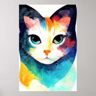 Poster Cat Wild Nature Animal Couleur Art Peinture