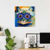 Poster "Cat with Blue Petals" par Louis Wain (Bureau à domicile)