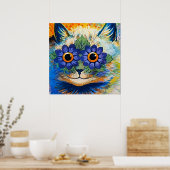 Poster "Cat with Blue Petals" par Louis Wain (Cuisine)