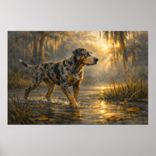 Poster Catahoula Sunrise Art pour chien de chasse Aff