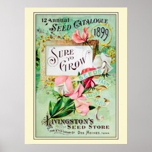Poster Catalogue vintage de semences de fleurs de jardina