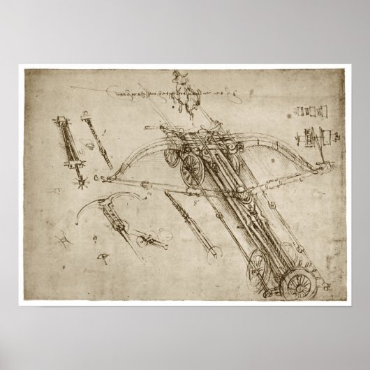 Poster Catapulte, Leonardo da Vinci, 1490 (Devant)