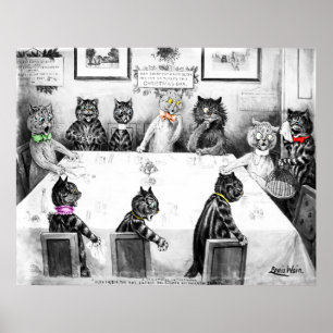 Poster Catastrophe de Noël des chats par Louis Wain