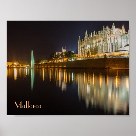 póster Catedral de Palma de Mallorca reflejada Poster (Voorkant)