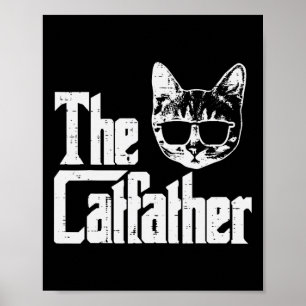 Poster Catfather Funny Chat Papa Fête des pères Movie Pun