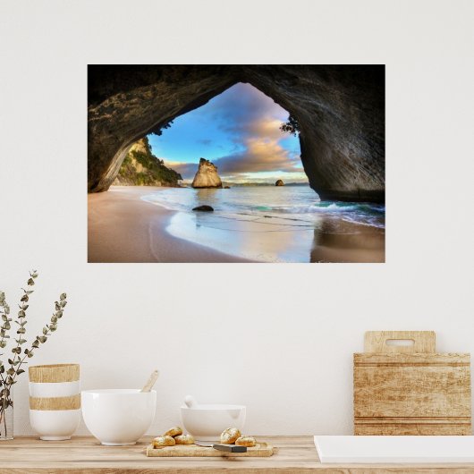 Poster Cathedral Cove Serene Beach (Cuisine)