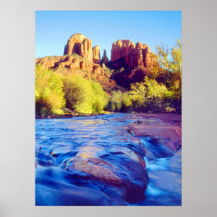 Poster Cathedral Rock reflétant dans Oak Creek, Arizona