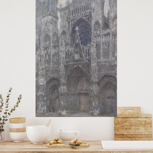 Poster Cathédrale à Rouen Portal Gris Météo par Monet (Cuisine)