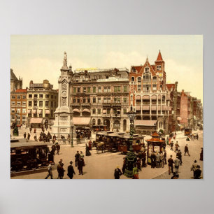 Poster Cathédrale, Amsterdam, Hollande, Vintage