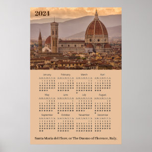 Poster Cathédrale de Florence, Florence Italie 2024 Calen