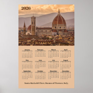 Poster Cathédrale de Florence, Florence Italie 2026 Calen