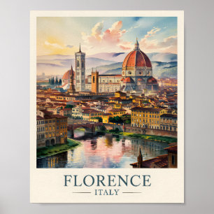 Poster Cathédrale de la Duomo de Florence aquarelle sur f