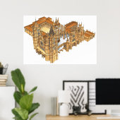 Poster Cathédrale de Léon. Espagne (Bureau à domicile)