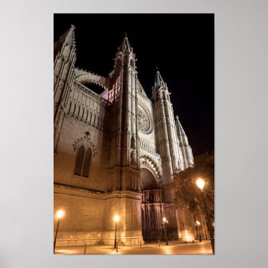Poster Cathédrale de Palma de Majorque la nuit - Espagne (Devant)