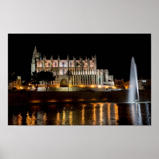 Poster Cathédrale de Palma de Majorque la nuit - Espagne (Devant)