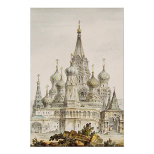 Poster Cathédrale de Pokrovsky et tour Spasskaya