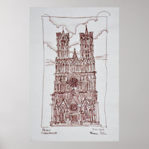 Poster Cathédrale de Reims Région Champagne, France