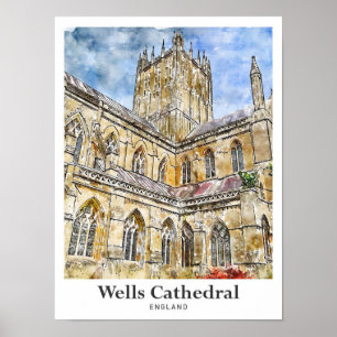 Poster Cathédrale de Wells Somerset Angleterre Travel