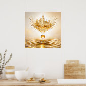 Poster Cathédrale dorée Éclaboussure liquide (Cuisine)