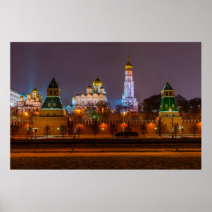 Poster Cathédrale du Kremlin de Moscou la nuit